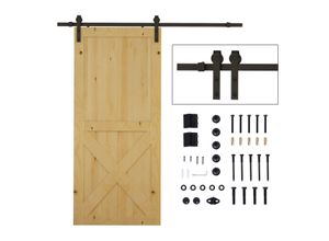 4255633581778 - Schiebetüren-Beschlagsatz 200cm Komplett-Set mit Schienen Rollen Schwarz