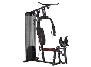 4255633583222 - SPORTNOW Kraftstation Multifunktionale Fitnessstation mit Beinpresse Schwarz