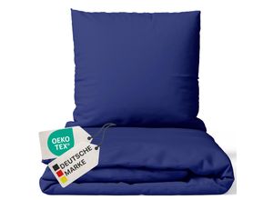 4255636628463 - NYVI Bettwäsche Set DreamScience Mikrofaser Uni - Atmungsaktiv & Weich - Mit Reißverschluss Größe135x200 + 80x80 cm Farbenavyblau