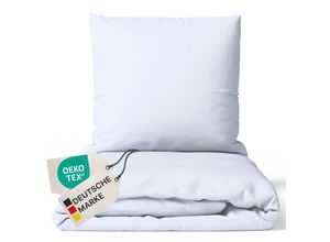 4255636628647 - NYVI Bettwäsche Set DreamScience Mikrofaser Uni - Atmungsaktiv & Weich - Mit Reißverschluss Farbeweiß Größe200x200 + 2x 80x80 cm