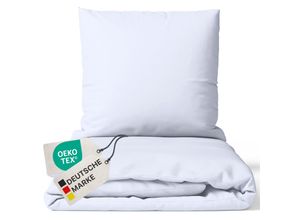 4255636629460 - NYVI Bettwäsche Set DreamScience Renforcé Uni - Atmungsaktiv & Weich - 100% Baumwolle - Mit Reißverschluss Größe135x200 + 80x80 cm Farbeweiß