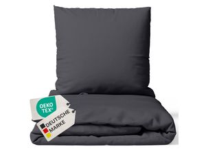 4255636629552 - NYVI Bettwäsche Set DreamScience Renforcé Uni - Atmungsaktiv & Weich - 100% Baumwolle - Mit Reißverschluss Größe135x200 + 80x80 cm Farbeanthrazit 4255636629552 - NYVI Bettwäsche Set DreamScience Renforcé Uni - Atmungsaktiv & Weich - 100% Baumwolle - Mit Reißverschluss Größe135x200 + 80x80 cm Farbeanthrazit