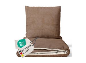 4255636630213 - NYVI Winter Bettwäsche Set DreamScience Cashmere Touch - Kuschelweich & Wärmend - Mit Reißverschluss Größe155x220 + 80x80 cm Farbenougat natur