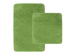 4255636641813 - NYVI Badematte NYVISpa Lasalle - Badezimmerteppich - Rutschfest Saugfähig Schnell Trocknend Fußbodenheizung geeignet Waschbar Weich FarbeGrün GrößeSet 45x50 + 50x80 cm