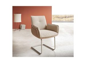 4255644981789 - Schwingstuhl Nela-Flex Freischwinger rund Edelstahl Materialmix Schlamm