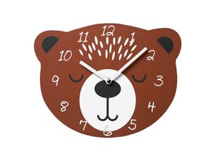 4255659200349 - AMARE Wanduhr Kinderdesign Bär 30 x 2 cm in Braun