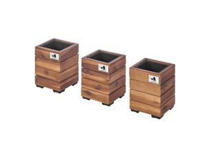 4255659200370 - Pflanzgefäß Holz 3er Set horizontale Lamellen Optik