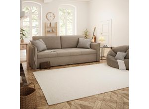 4255663106040 - Wollteppich HOME AFFAIRE Wolltraum Pur Teppiche Gr B L 200 cm x 240 cm 10 mm 1 St beige (naturweiß) Baumwollteppiche handgewebter Wendeteppich Uni Farben reine Wolle Wohnzimmer