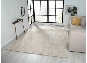 4255663121760 - Teppich MYFLAIR MÖBEL & ACCESSOIRES Ava Teppiche Gr B L 200 cm x 290 cm 7 mm 1 St beige (beige weiß) Fransenteppich Esszimmerteppiche Uni Farben meliert Sisal-Optik auch in rund erhältlich mit Fransen