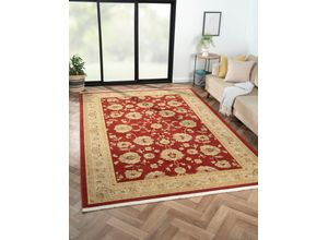 4255663123320 - Teppich MYFLAIR MÖBEL & ACCESSOIRES Maryam 3 Teppiche Gr B L 200 cm x 290 cm 75 mm 1 St rot (weinrot creme) Orientalische Muster Kurzflor Orient Optik edler Glanz besonders weich durch Microfaser