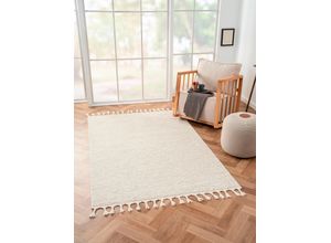 4255663123856 - Hochflor-Teppich MYFLAIR MÖBEL & ACCESSOIRES Moroccan Pureness Teppiche Gr B L 190 cm x 240 cm 24 mm 1 St weiß Esszimmerteppiche moderner Teppich Uni Farben flauschig weich durch Hochflor