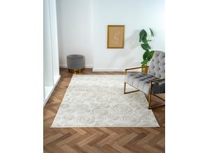 4255663126284 - Teppich MYFLAIR MÖBEL & ACCESSOIRES My Style Teppiche Gr B L 160 cm x 230 cm 10 mm 1 St beige (creme hellgrau altgoldfarben) Fransenteppich Esszimmerteppiche Kurzflor Scandi-Design besonders weich durch Microfaser mit Fransen