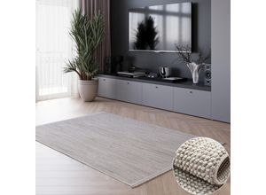 4255663155543 - Teppich HOME AFFAIRE Vals Teppiche Gr B L 160 cm x 230 cm 7 mm 1 St grau (hellgrau beige creme) Esszimmerteppiche Uni Farben meliert Sisal-Optik auch in rund erhältlich mit Fransen