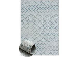 4255663161100 - Teppich MYFLAIR MÖBEL & ACCESSOIRES Nebula Teppiche Gr B L 140 cm x 200 cm 6 mm 1 St blau (grautürkiscream) Esszimmerteppiche modernes Design Rauten Outdoor geeignet Balkon Terrasse