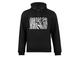 4255664202383 - Cotton Prime® Kapuzensweatshirt Black & White Zebra Eye