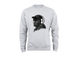 4255664210760 - Cotton Prime® Sweatshirt Affe Pullover mit Print Monkey mit Kopfhörer 4255664210760 - Cotton Prime® Sweatshirt Affe Pullover mit Print Monkey mit Kopfhörer