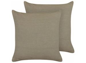 4255664800497 - Dekokissen Taupe Leinen und Baumwolle 45 x 45 cm Bezug mit Füllung Reißverschluss Einfarbig Modern Wohnzimmer Schlafzimmer Deko für Bett Sofa - Grau