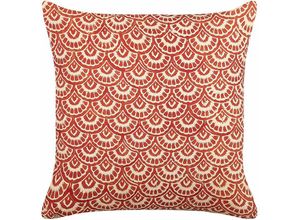 4255664801173 - Beliani - Dekokissen Rot und Creme Baumwolle Stoffbezug mit Füllung geometrischem Muster 45 x 45 cm Modern Sofakissen Wohnzimmer Salon Schlafzimmer