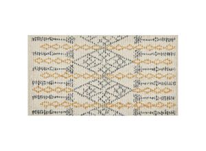 4255664801340 - Teppich Beige Baumwolle 80 x 150 cm Rechteckig Geometrisches Muster Boho Stil Handgetuftet für Wohnzimmer Schlafzimmer Flur