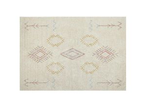 4255664801395 - Beliani - Teppich Beige Baumwolle Rechteckig 160 x 230 cm Geometrisches Muster Handgetuftet Boho Modern Kurzhaar Fußbodenheizung Geeignet