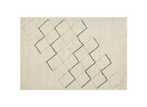 4255664801623 - Teppich Beige Baumwolle 140 x 200 cm Geometrisches Muster Handgetuftet Flauschig für Wohnzimmer Schlafzimmer Esszimmer