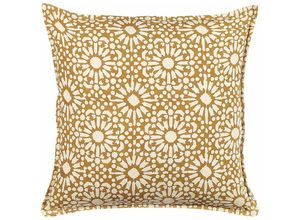 4255664801753 - Beliani - Dekokissen Beige Baumwolle 45 x 45 cm Bezug mit Füllung Reißverschluss Geometrisches Muster Boho Wohnzimmer Schlafzimmer Deko für Bett Sofa