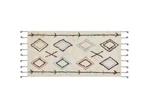 4255664801852 - Beliani - Teppich Beige Baumwolle 80 x 150 cm Rechteckig Geometrisches Muster Boho Stil Handgetuftet für Wohnzimmer Schlafzimmer Flur