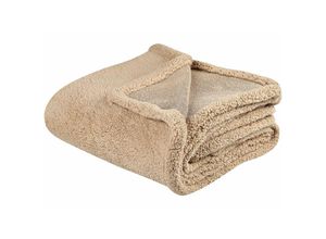 4255664802392 - Beliani - Kuscheldecke Sandbeige Polyester 125 x 150 cm Modern Schlafzimmer Wohnzimmer Accessoire Deko Überwurf Wohndecke - Beige