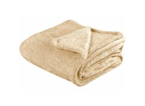 4255664802446 - Beliani - Kuscheldecke Sandbeige Polyester 125 x 150 cm Modern Schlafzimmer Wohnzimmer Accessoire Deko Überwurf Wohndecke - Beige