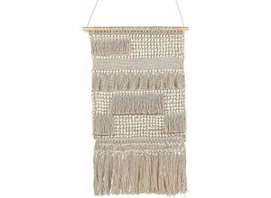 4255664802965 - Beliani - Wanddekoration Beige Baumwolle Handgemacht mit Fransen Boho Chic Wandbehang Wanddeko Türdeko Fensterdeko für Schlafzimmer Wohnzimmer Flur