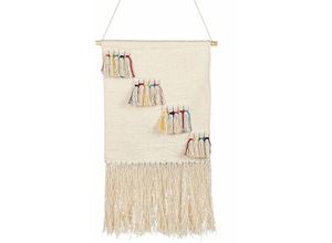 4255664802989 - Beliani - Wanddekoration Beige Baumwolle Handgemacht mit Fransen Boho Chic Wandbehang Wanddeko Türdeko Fensterdeko für Schlafzimmer Wohnzimmer Flur