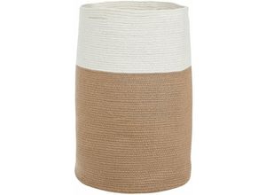 4255664804051 - Beliani - Aufbewahrungskorb Naturfarben u Weiß Baumwolle 52 cm Rund Boho Stil Korb Textilkorb für Wohnzimmer Schlafzimmer Kinderzimmer - Beige