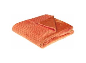 4255664804525 - Kuscheldecke Orange Polyester 200 x 220 cm Modern Skandinavisch Schlafzimmer Wohnzimmer Accessoire Deko Überwurf Wohndecke Sofadecke Tagesdecke