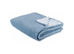 4255664804532 - Kuscheldecke Blau Polyester 150 x 200 cm Modern Skandinavisch Schlafzimmer Wohnzimmer Accessoire Deko Überwurf Wohndecke Sofadecke Tagesdecke - Blau