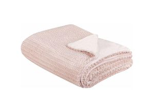 4255664804556 - Beliani - Kuscheldecke Pastellrosa Polyester 150 x 200 cm Modern Skandinavisch Schlafzimmer Wohnzimmer Accessoire Deko Überwurf Wohndecke Sofadecke