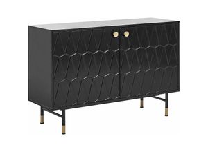 4255664804617 - Beliani - Sideboard Schwarz mdf Spanplatte 120 x 82 x 40 cm mit Goldenen Beinen Elegant Modern Kommode für Wohnzimmer Schlafzimmer Flur