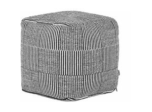 4255664804662 - Pouf Schwarz Weiß aus Baumwolle 40 x 40 x 40 cm Quadratisch Streifen Muster Modernes Sitzkissen für Wohnzimmer Kinderzimmer Flur - Schwarz