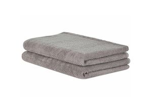 4255664804891 - Beliani - Handtuch-Set Grau Frottee Baumwolle 2-teilig Strandtuch 100 x 150 cm Modern Saugfähig Schnelltrocknend Ringgesponnen für Bad