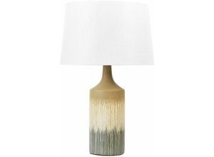 4255664805140 - Beliani - Tischlampe Beige und Grau Keramik Lackiert Sockel Stoffschirm Nachttischlampe Schreibtischleuchte Modernes Design - Beige