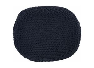 4255664805270 - Pouf Schwarz Baumwolle ⌀ 50 cm Rund Gefochten Strickhocker Strickpouf Boho für Wohnzimmer Kinderzimmer Schlafzimmer Deko Haushalt Wohnen - Schwarz