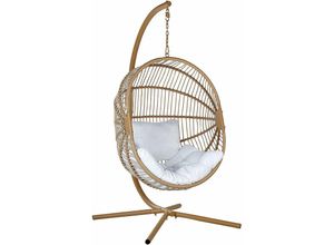 4255664805287 - Beliani - Hängesessel aus beige Rattan mit Metallgestell für den Innen- und Außenbereich im Boho-Stil - Beige