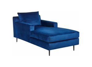 4255664805539 - Chaiselongue Marineblau Samtstoff mit Armlehnen und Kissen Modernes Design Minimalistischer Stil Relaxliege für Wohnzimmer Schlafzimmer - Schwarz