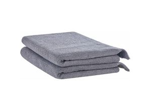 4255664805768 - Beliani - Handtuch-Set Grau Baumwolle und Polyester 2-teilig Strandtuch 100 x 150 cm mit Fransen Modern Saugfähig Schnelltrocknend Ringgesponnen für