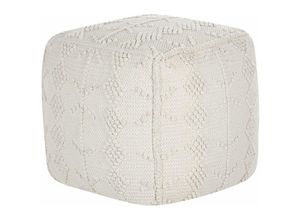 4255664806161 - Beliani - Pouf Weiß aus Baumwolle 40 x 40 x 40 cm Quadratisch mit Muster Boho Sitzkissen Bodenkissen für Wohnzimmer Kinderzimmer Flur - Weiß