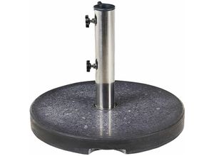 4255664806499 - Sonnenschirmständer Schwarz Granit ⌀ 45 cm Rund mit Edelstahlrohr Modern Garten Terrasse Balkon Outdoor Außenbereich Ausstattung Zubehör - Schwarz