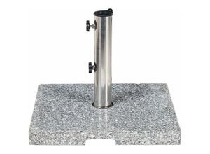 4255664806505 - Sonnenschirmständer Grau Granit 45 x 45 cm Quadratisch mit Edelstahlrohr Modern Garten Terrasse Balkon Outdoor Außenbereich Ausstattung Zubehör - Grau