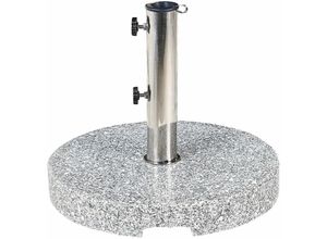 4255664806512 - Beliani - Sonnenschirmständer Grau Granit ⌀ 45 cm Rund mit Edelstahlrohr Modern Garten Terrasse Balkon Outdoor Außenbereich Ausstattung Zubehör