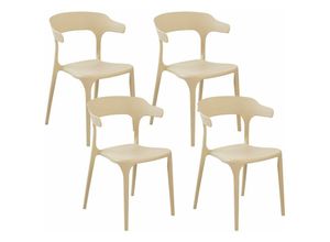 4255664807458 - Beliani - Esszimmerstuhl 4er Set Sandbeige Kunststoff Stapelbar Skandi Modern für Innen- und Außenbereich Garten Terrasse Balkon Wohnzimmer Esszimmer