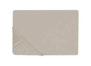 4255664807755 - Beliani - Spannbettlaken Taupe Baumwolle 90 x 200 cm mit Hohem Steg Gummizug Steghöhe 30 cm Modern für Matratze Schlafzimmer Ausstattung Zubehör