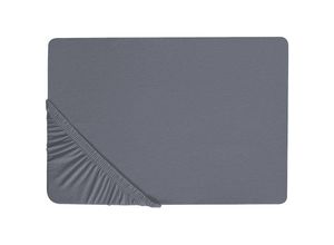 4255664807809 - Beliani - Spannbettlaken Dunkelgrau Baumwolle 90 x 200 cm mit Hohem Steg Gummizug Steghöhe 30 cm Modern für Matratze Schlafzimmer Ausstattung Zubehör